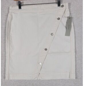 Hudson Women Size 31 Ecru‎ Asymmetrical Knee Length Pencil Denim Skirt